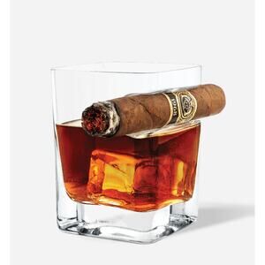 CORKCICLE Cigar Glass Handcrafted Whiskey Glass with Built-in Cigar Holder NEW
